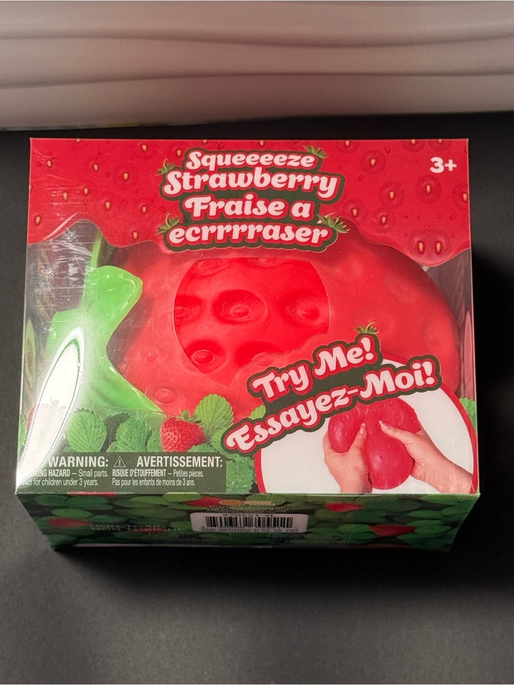 Squeeze Strawberry Squeeze Toy - Red and Green